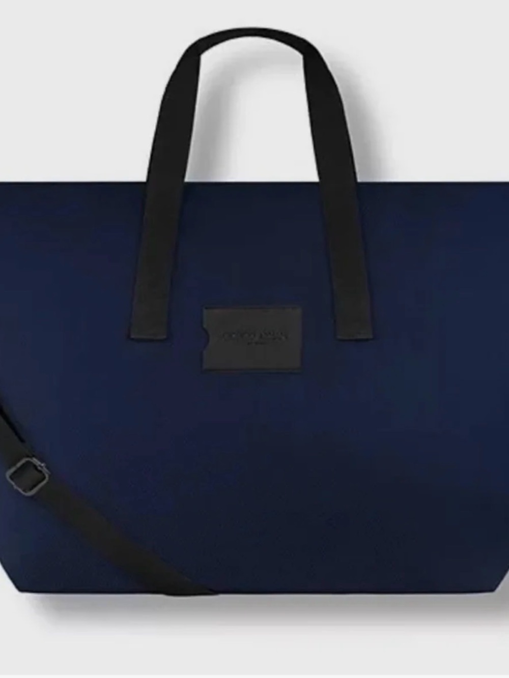 Giorgio Armani Navy Canvas Messenger Bag with Olive Web Straps